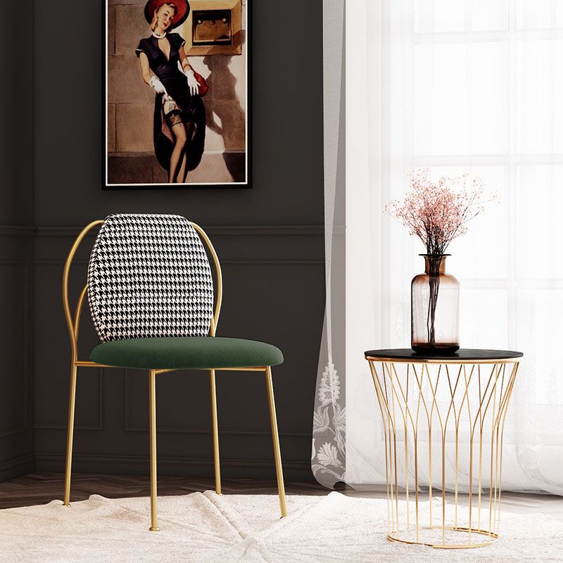 Sillas de comedor estilo Glam, silla sin brazos para comedor de cocina con patas de metal