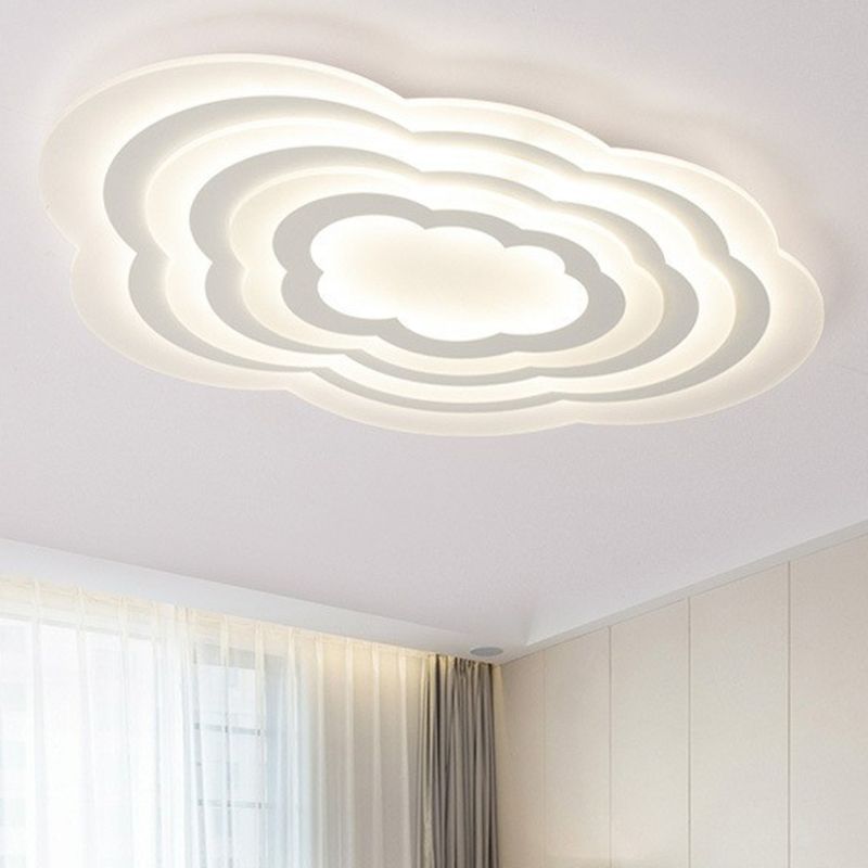 Cloud Kids Chambre Plafonnier Encastré Acrylique Contemporain LED Plafonnier Luminaire en Blanc