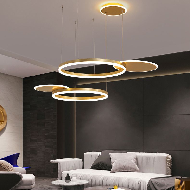 Circles Hanging Pendant Light Minimalistic Living Room LED Chandelier Pendant Light