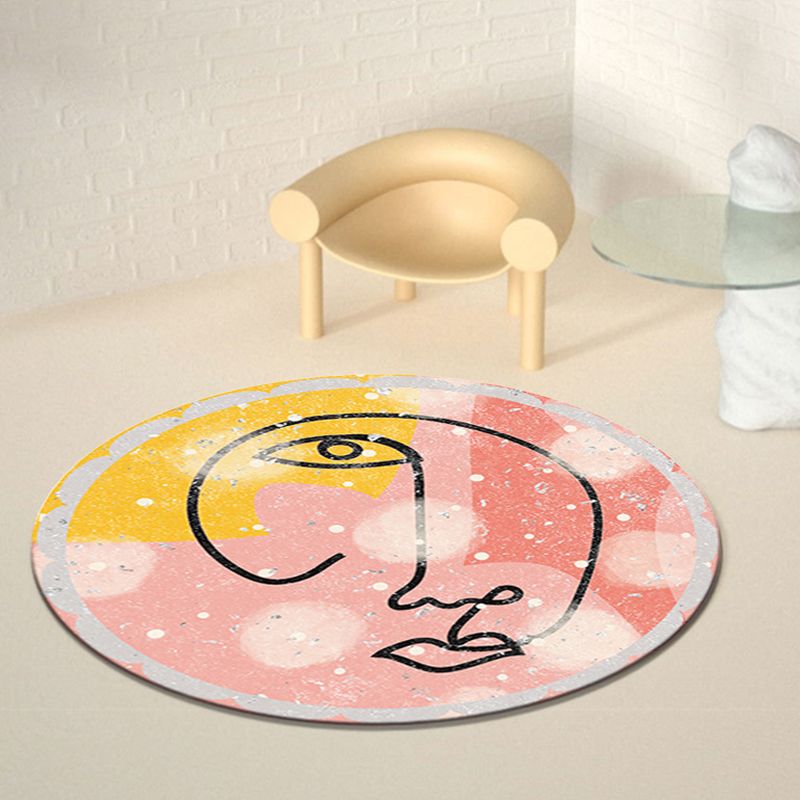 Pink Modern Carpet Polyester Color Lump Carpet Washable Carpet for Living Room