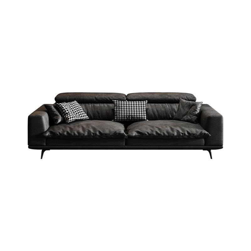 Waterproof Square Arm Sectionals 27.56"High Cushion Back Sofa,Black