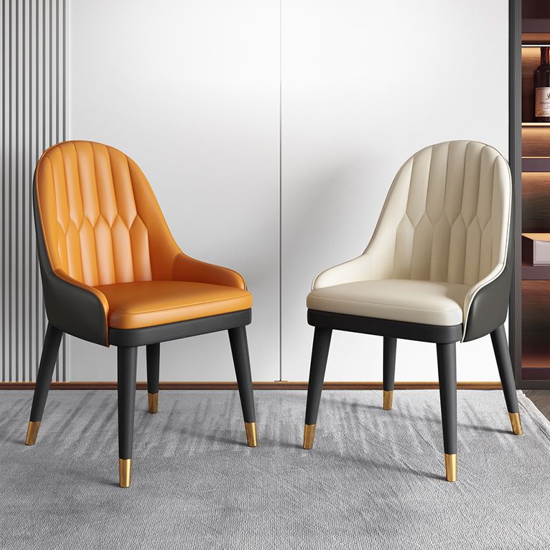 Silla de comedor de estilo nórdico, silla Parsons con brazo de metal para cocina