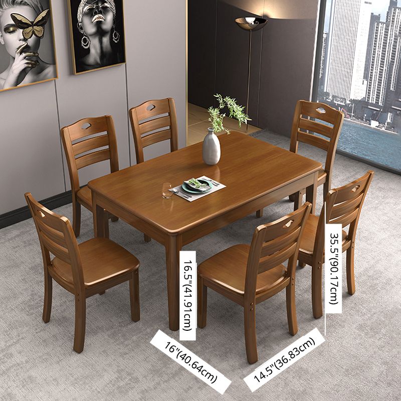 Minimalist Dining Room Set Rectangular Solid Wood Dining Table with Four-leg