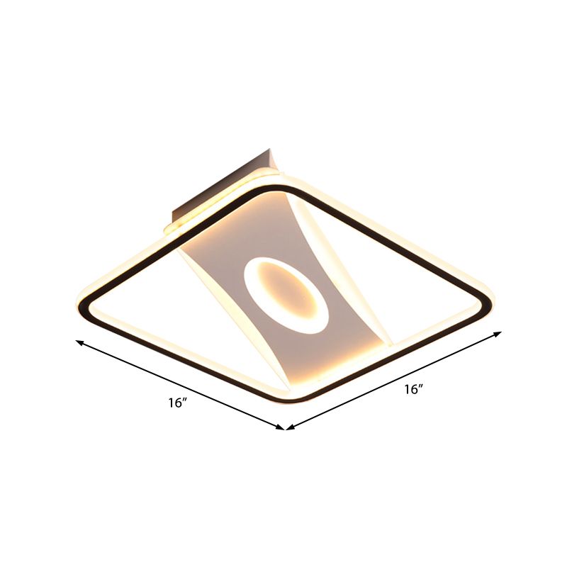 Integrated Led Square Frame Flush Lamp Nordic Metallic Led Close to Ceiling Light in Warm/White, 16"/19.5"/23.5"/35.5" W