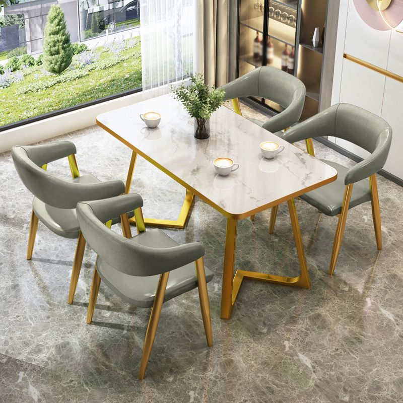 Glam 1/2/5 Pieces Dining Set Stone Geometry Wood Dining Table for Dining Room