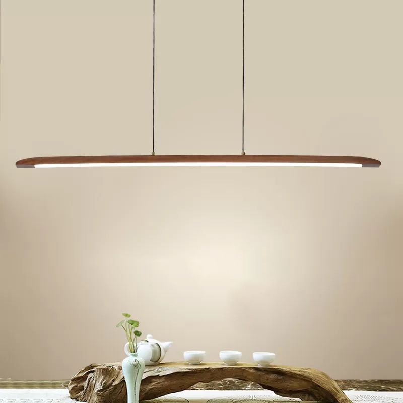 Linear Large Kitchen Pendant Lights Wood Modern Chandelier Lighting Fixtures for Restaurant