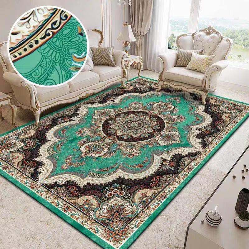Shabby Chic Medallion Print Rug Polyester Area Rug Stain Resistant Indoor Carpet for Living Room