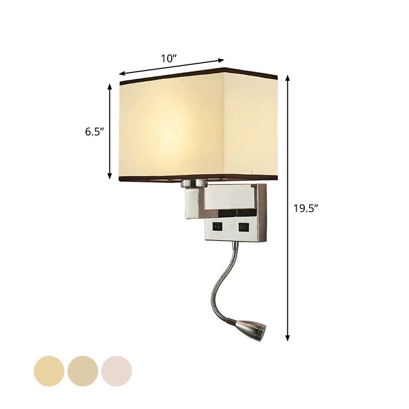 Fabric Cuboid Wall Light Kit Minimalist 1 Licht weiß/beige Spotlight Lampe mit Ladeanschluss