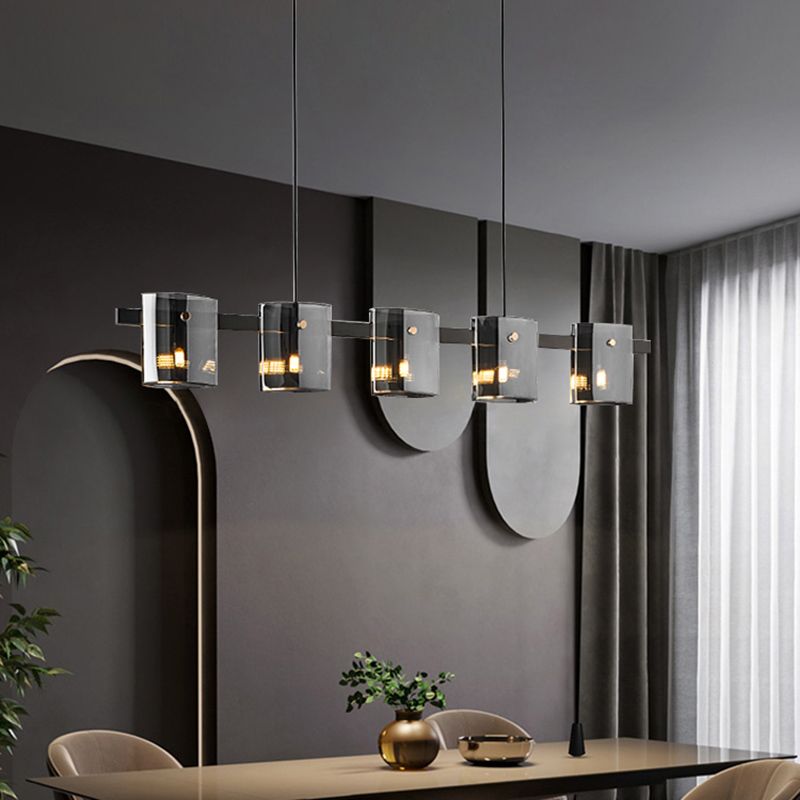 Glass Island Pendant Modern Style Island Light Fixtures for Living Room