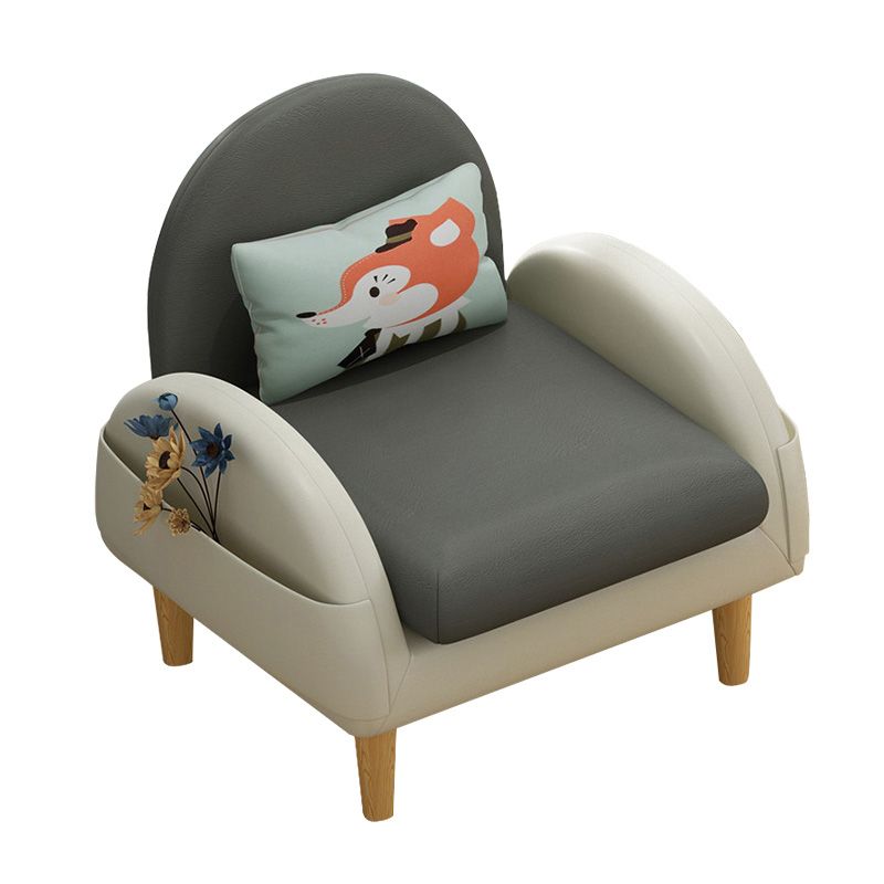 Faux Leather Arm Chair Pillow Back Accent Chair, 23.62" W √ó 25.59" L √ó 25.59" H