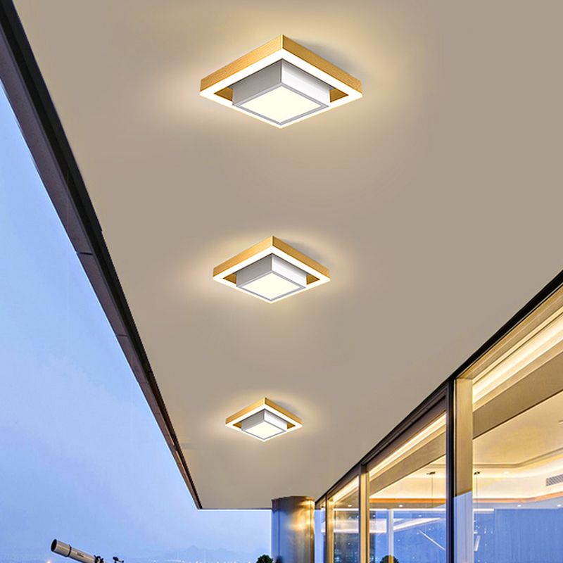 Luz de techo empotrada LED nórdica, accesorio de montaje empotrado pequeño cuadrado doble negro/dorado/café con pantalla acrílica para pasillo