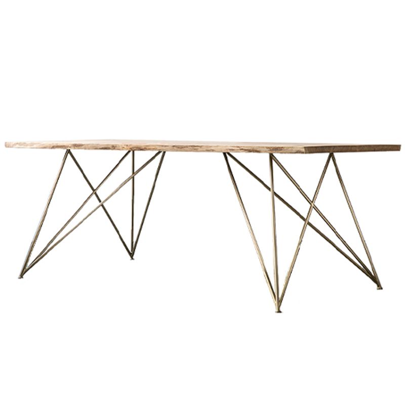 Rectangle 4 Legs Luxury Dining Table Solid Wood Fixed Table for Kitchen