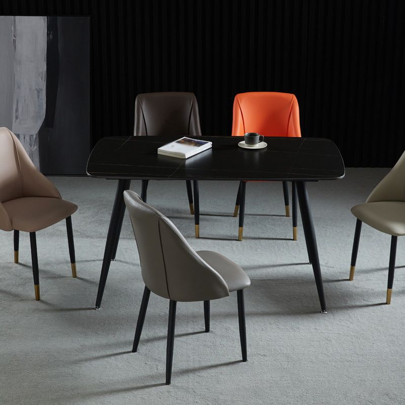 Scandinavian Pu Leather Restaurant zijstoel Matte Finish Parsons Dining Chair (set van 4)