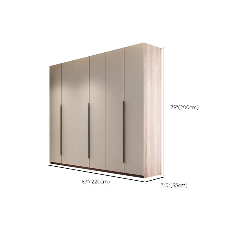 Hinged Storage Cabinet Modern Wardrobe Armoire with Garment Rod