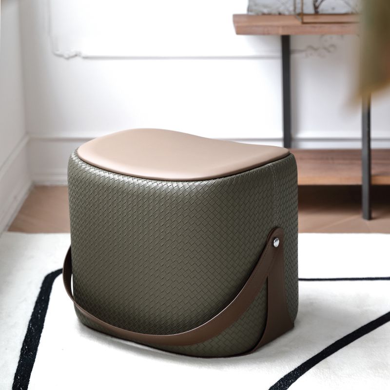 Contemporary Faux Leather Upholstered Ottoman Rectangle Standard