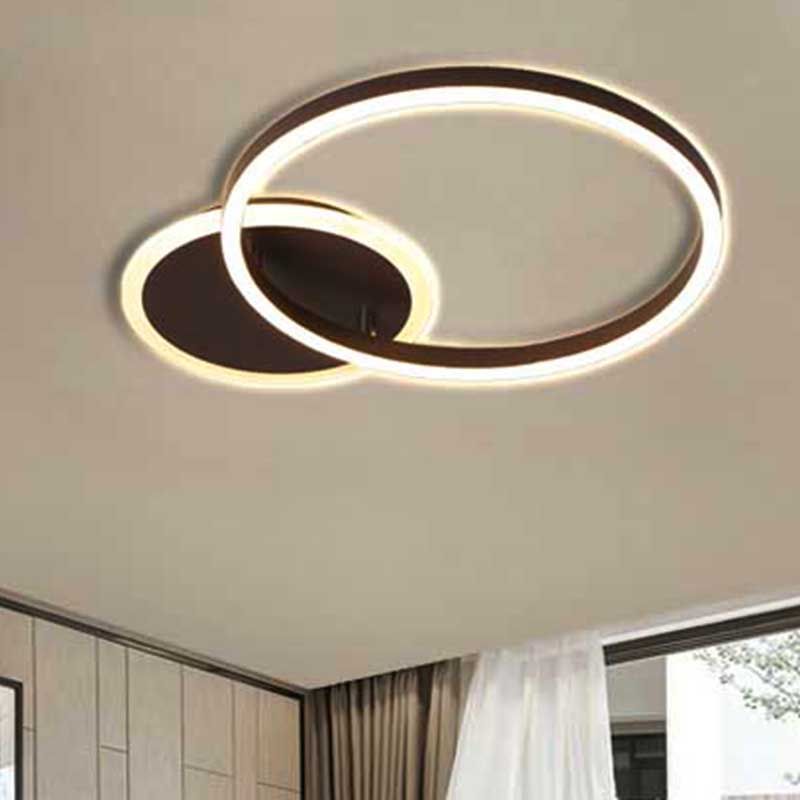 Black Hoop LED Flush Mount Lighting Postmodern 1/2/3-Head Metal Bedroom Ceiling Lamp in Warm/White Light