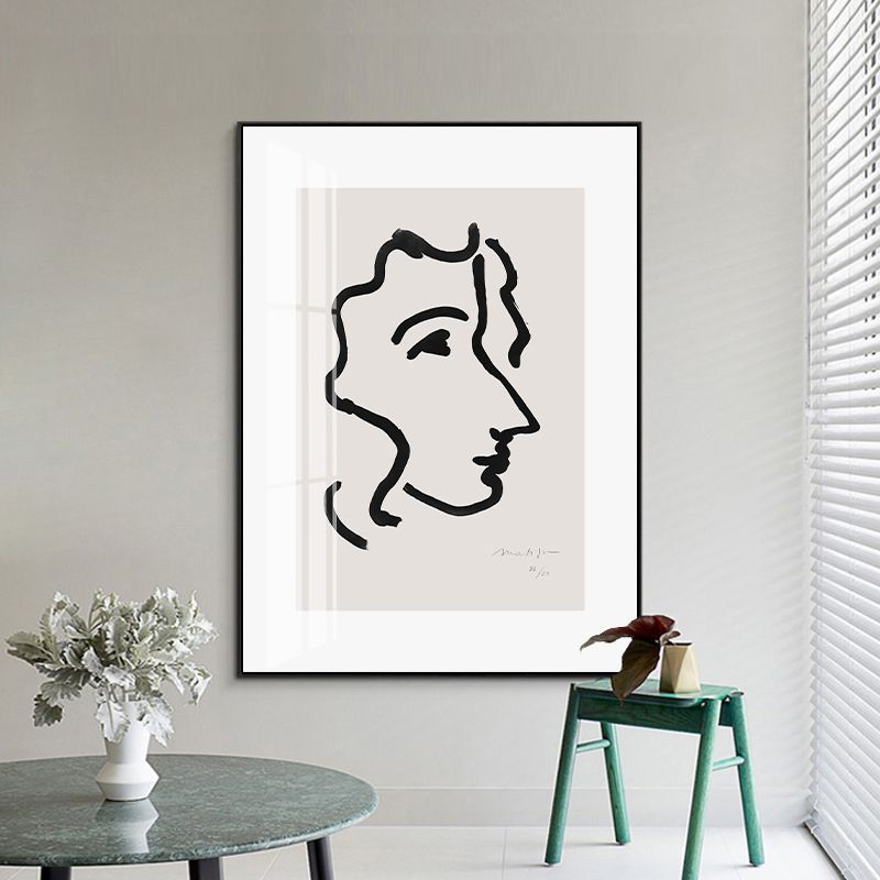 White Minimalism Style Canvas Girl's Profile Art for Kitchen, Multiple Sizes Options
