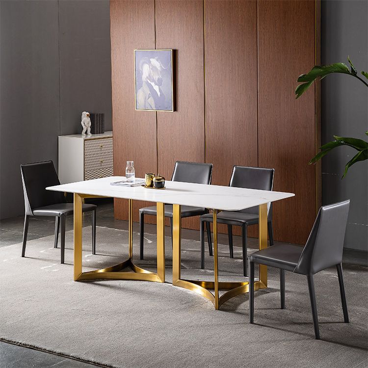 Glam White Sintered Stone Dining Table Set 1/4/5/7 Pieces Dining Set for Home Use