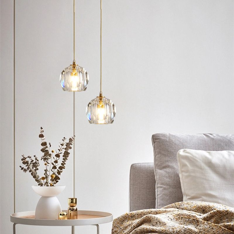 Modern Luxury Style Down Lighting Pendant 1 Light Suspension Pendant with Crystal Shade