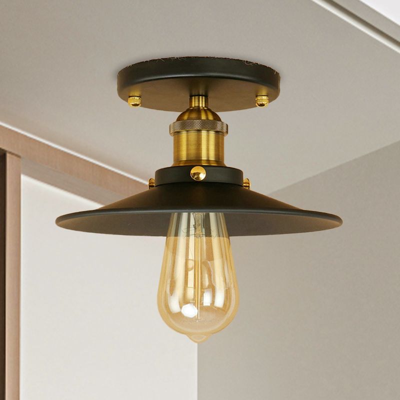Loft soucoupe Semi-encastré, éclairage de plafond métallique à 1 ampoule, noir/blanc, pour cuisine
