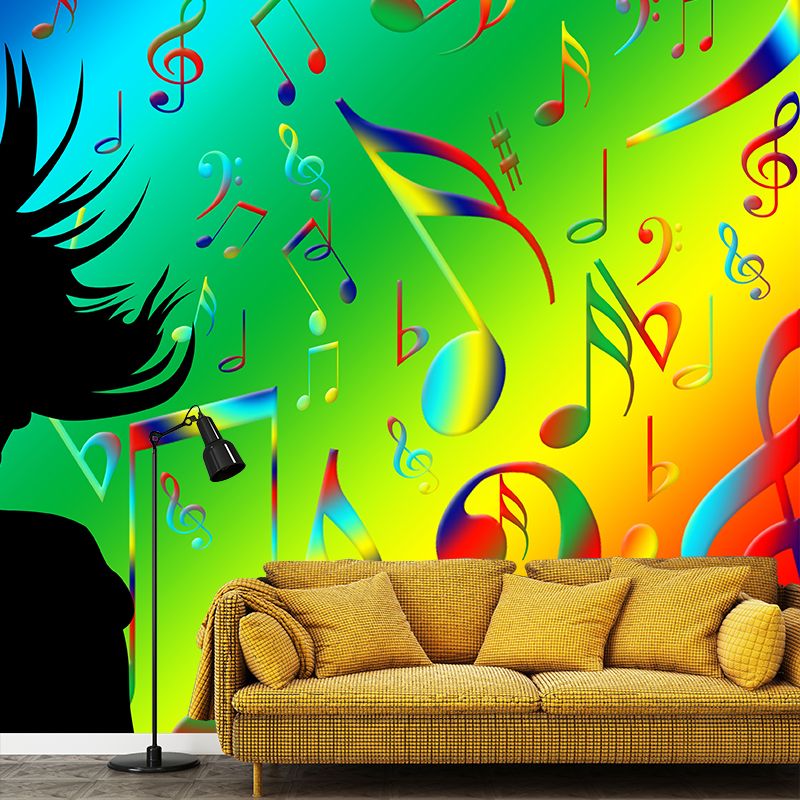 Modern Style Wall Mural Wallpaper Musical Notes Bedroom Wall Mural