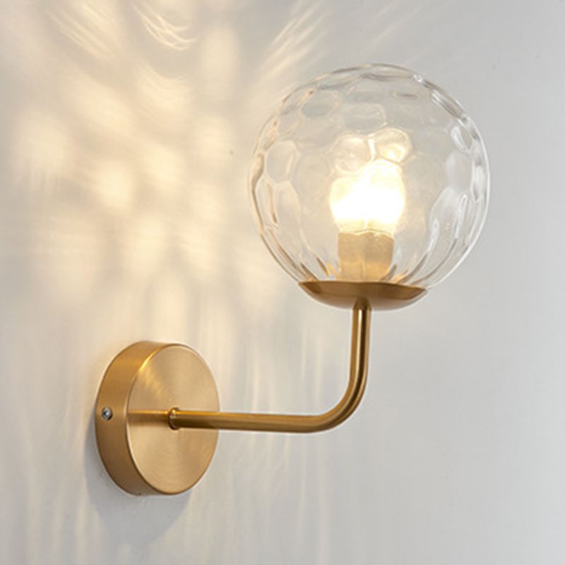 Metal Modern Wall Sconce Ball Shape Vanity Light with Glass Shade for Bathroom