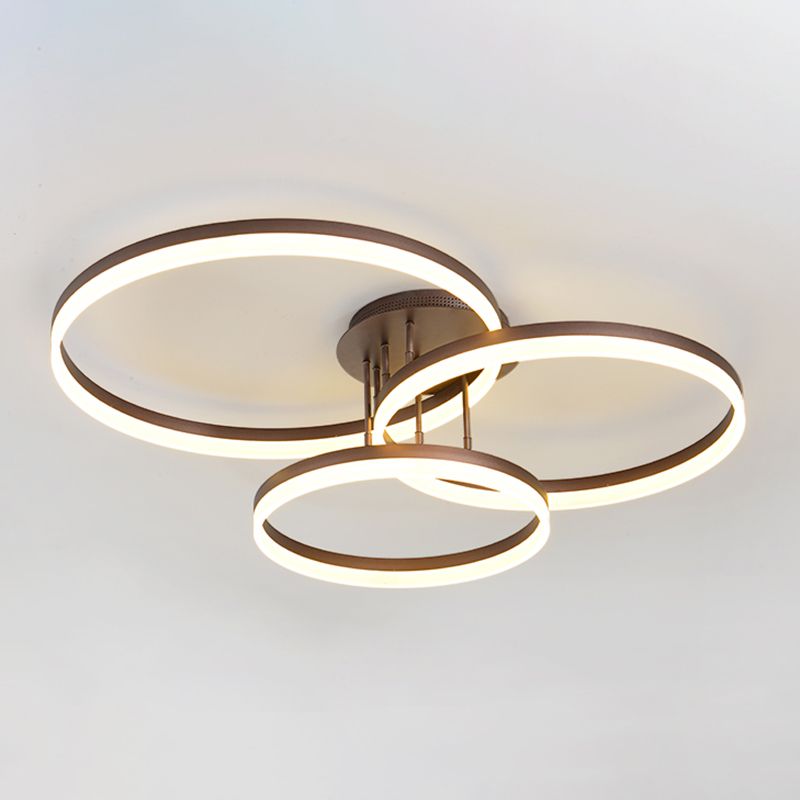 Metal Round Flush Mount Ceiling Light Modern Multi-Lights Flush Mount Ceiling in Brown