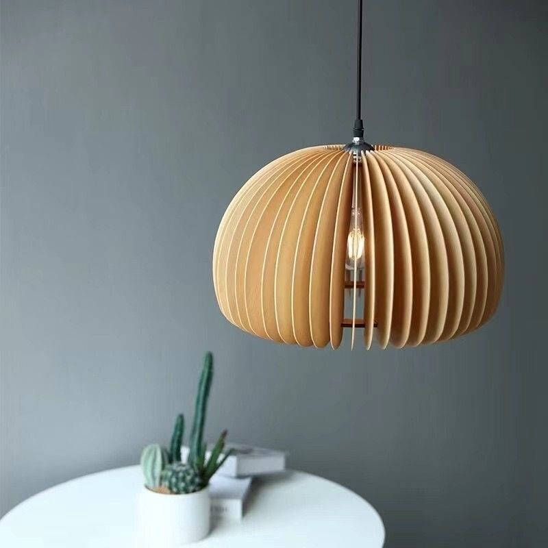 Pumpkin suspension du plafond bois moderne 1-Light plafond pendentif léger
