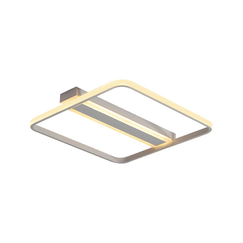 16 "/19.5" /23.5 " Wide Squared Flushmount Warm / White Light Minimalist Metal Led Flush Ceiling Light with Linear Canopy