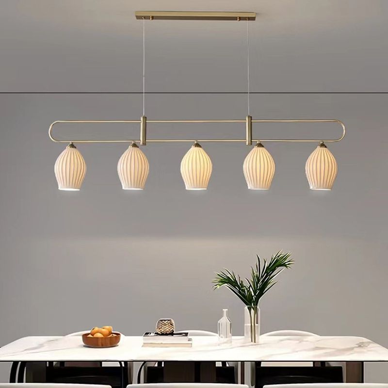 Drum Shape Metal Island Pendants Modern Style Multi Lights Island Pendant Lights