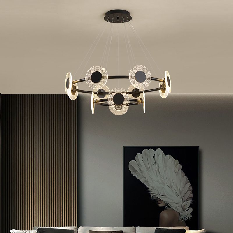LED Circles Suspension Lamp Minimalistic Acrylic Living Room Chandelier Pendant Light