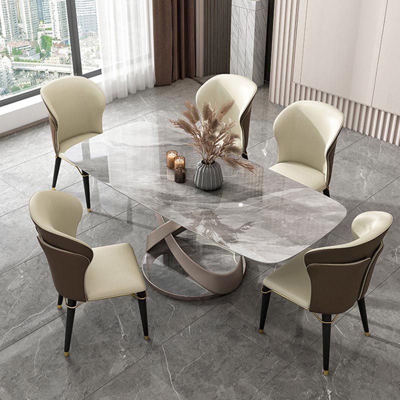 Rectangle Dining Table Set 1/2/5/6/7 Pcs Sintered Stone Dining Table with Side Chairs