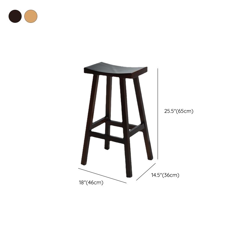 Backless Contoured Seat Contemporary Solid Wood Bar Stool for Restaurant