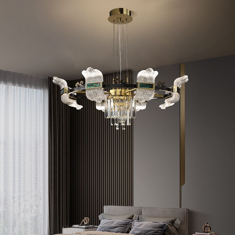 LED -Kronleuchterbeleuchtung moderner Kronleuchter -Anhänger Licht mit Glasschatten für Schlafzimmer
