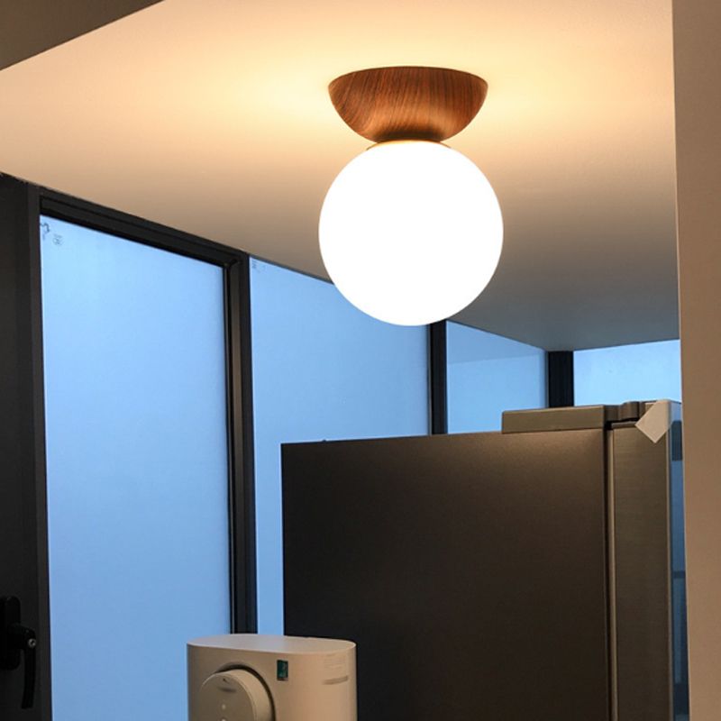 White Globe Flush Mount Lighting Modernism Glass Ceiling Light for Foyer
