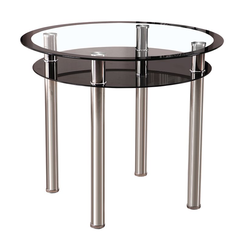 Contemporary 35.4" Round Dining Table Clear Tempered Glass Table with 4 Legs