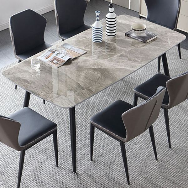 Sintered Stone Modern Dining Table Rectangle Table with 4 Legs for Home