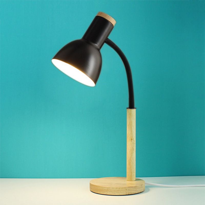 Bell Shade Bedroom Reading Lampe Metal 1-Light Nordic Night Light avec un bras flexible