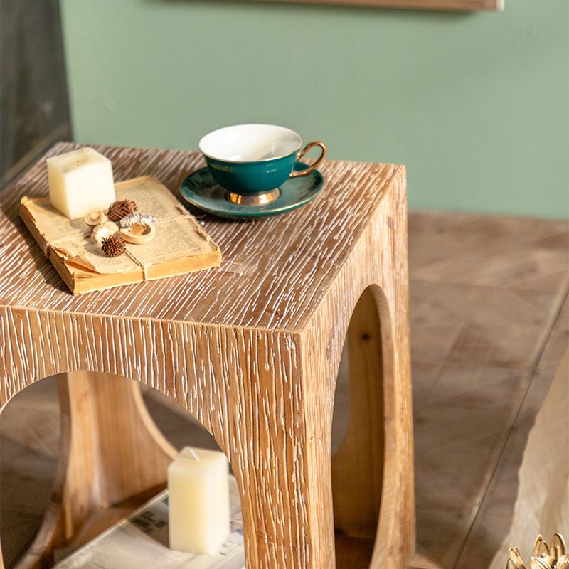 Modern Pedestal Wooden Coffee Table Rectangular Top Shape Cocktail Table