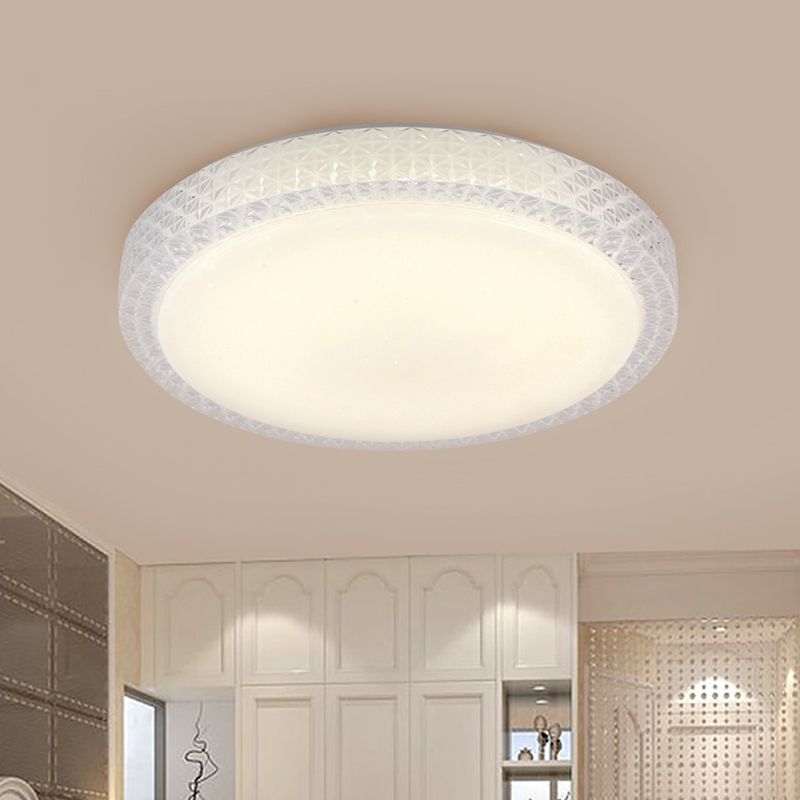 Simplicity Round Flush Light Cut Crystal 16"/19.5" Dia LED Ceiling Mount Light Fixture in White/Warm Light