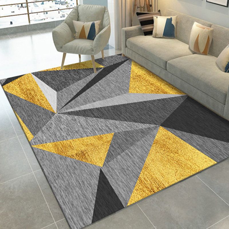 Stylish Washable Rug Comfort Geometric Pattern Rug Polyester Anti-Slip Carpet for Home Decor