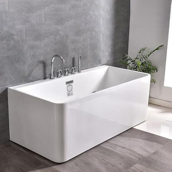 Modern Soaking Bathtub Acrylic Rectangular White Bathtub , 23.62-inch Tall