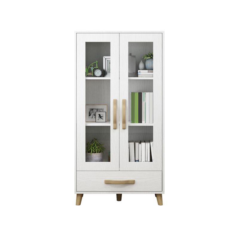 Modern Style Standard Bookcase Closed Back Bookshelf with Drawer Storage