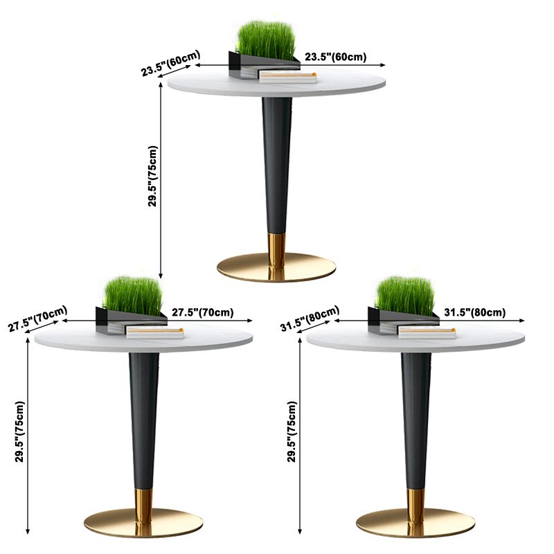 Minimalist Sintered Stone White Dining Table Round Shape Dining Table with Pedestal Base
