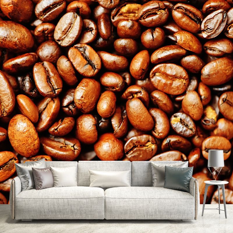 Photography Coffee Beans Mural Mildew Resistant Wallpaper for Coffee Shop