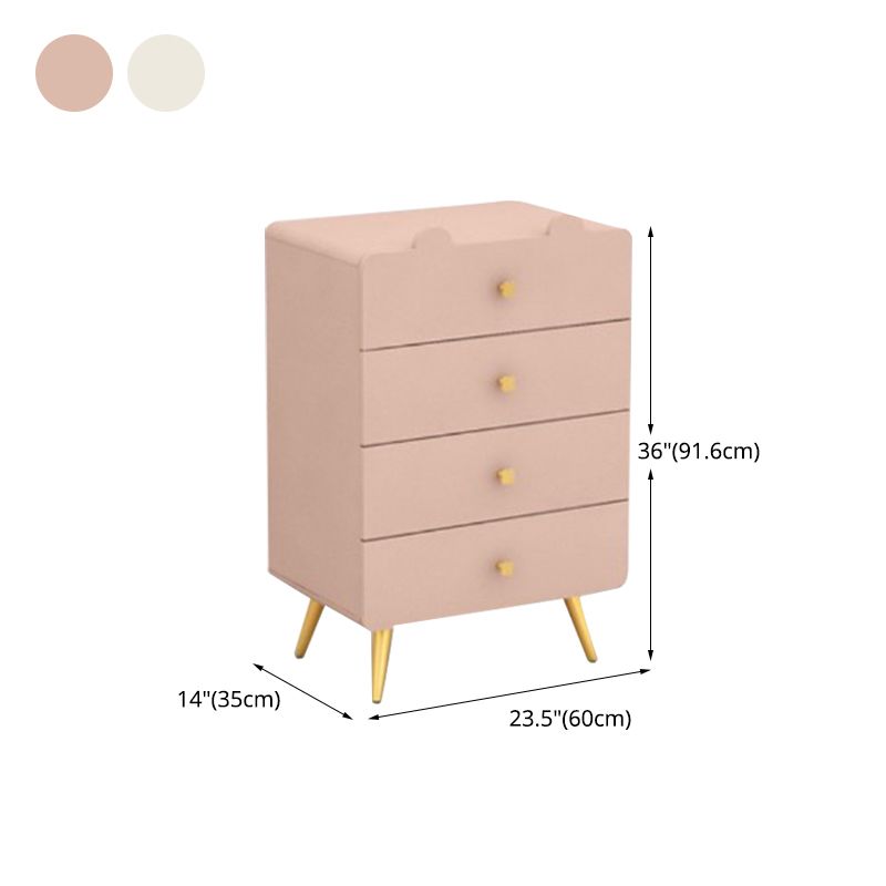 White and Pink Bedroom Dresser Modern Style Wooden Storage Chest with Multi Drawers