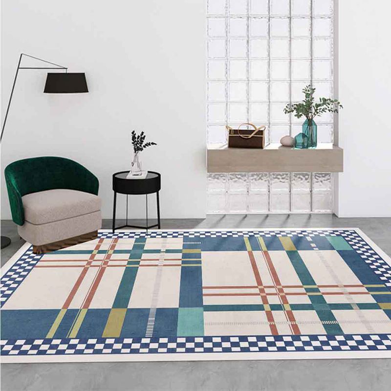 Stylish Contrast Panel Rug Geometric Area Carpet Polyester Stain Resistant Carpet for Home Decor