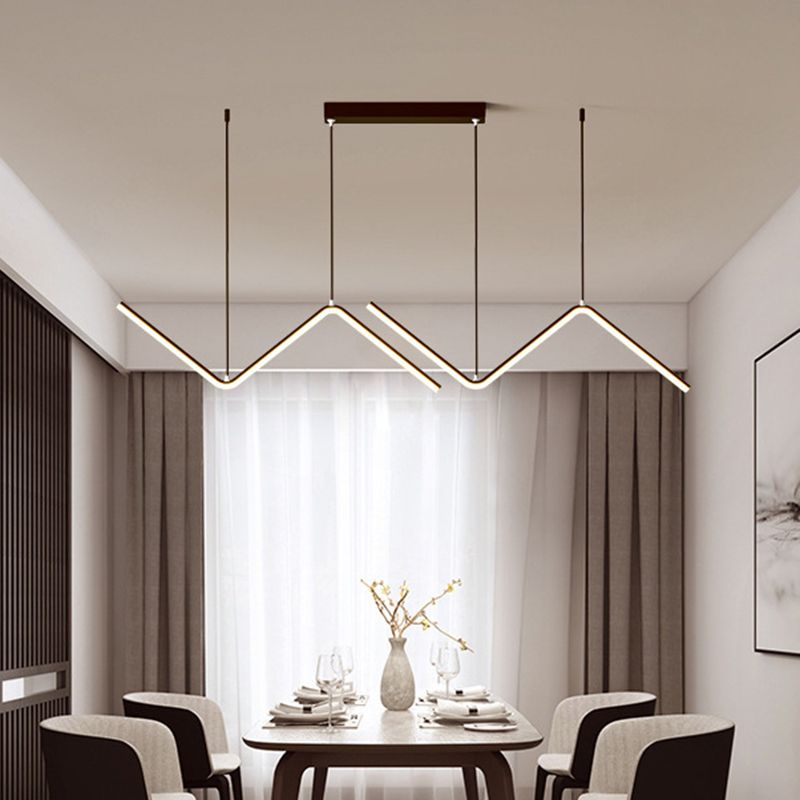 Modern Long Strip Dining Chandelier Dining Room LED Pendant Light Fixture
