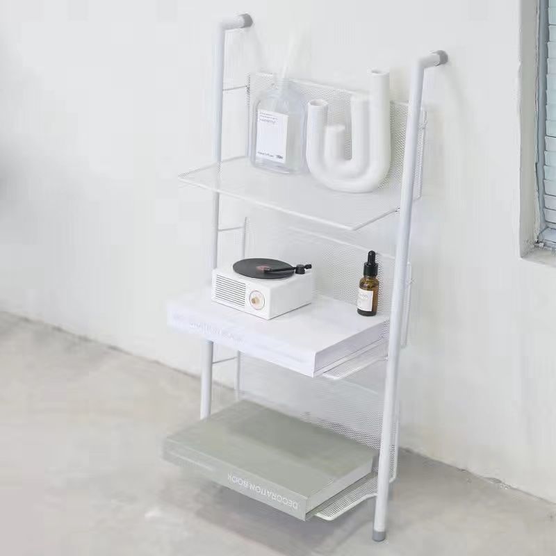 Closed Back Book Shelf Silver and White Bookcase with Shelves