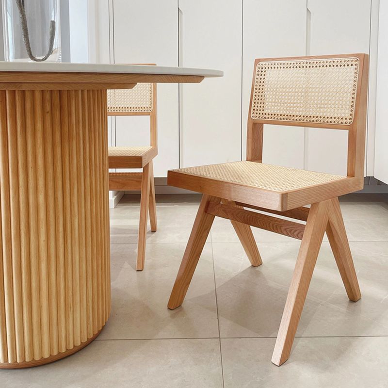 Round Stone Dining Table Modern Solid Wood Pedestal Base Dining Table